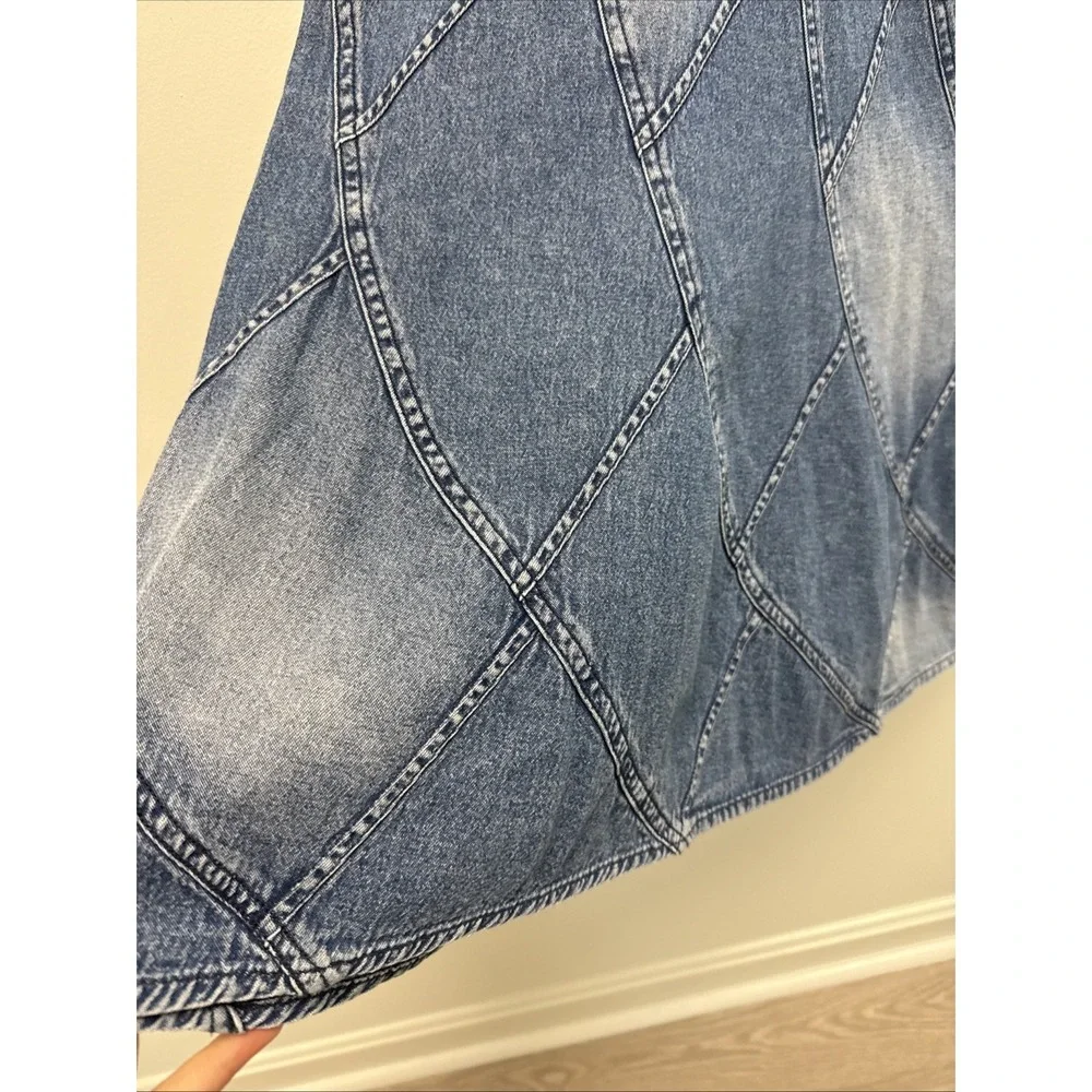 Studio West Apparel Denim Flare Skirt Western Cowgirl Peasant Hippie Women Sz L